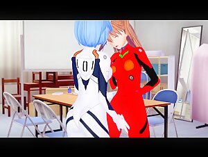 Neon Genesis Evangelion Futa Rei x Asuka Hentai