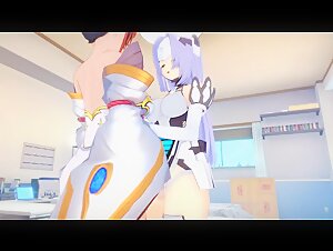 Super Robot Wars Xenosaga Hentai 3D (Lesbian) - Kaguya Nanbu x KOS-MOS