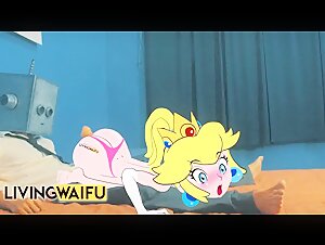 21 YEARS REAL Anime Waifu in Hentai Cosplay : MARIO ´s PEACH Shaking Japanese PRINCESS Animation Ass