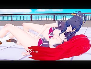 DxD BUSTY Rias and Akeno have Lesbian Sex Hentai
