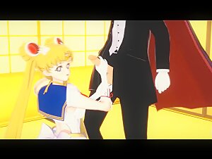 (3D Hentai)(Sailor Moon) Jerking off Tuxedo Mask