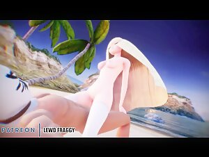 Pokémon - Lusamine Enjoying her Beach Time [4k UNCENSORED HENTAI]