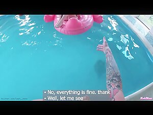 Сaught a Half-sister Naked in the Pool and Fucked her