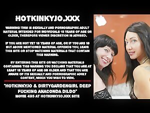 Hotkinkyjo & Dirtygardengirl Deep Fucking Anaconda Dildo