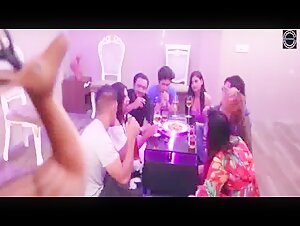Hot Desi Indian babes group sex birthday party web series